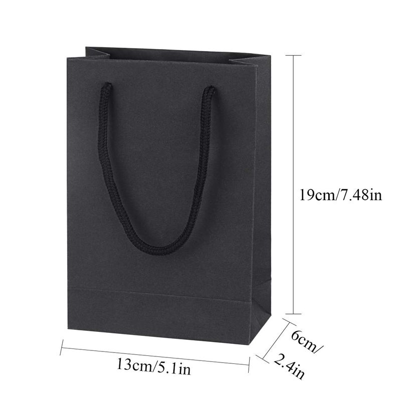 driew Small Gift Bags with Handles, 5.1Ã—2.4Ã—7.5 Inch Small Size Paper Gift Bags Bulk for Shopping Party Favor Wedding Birthday Packing Retail Small Business (Black) - Image 2